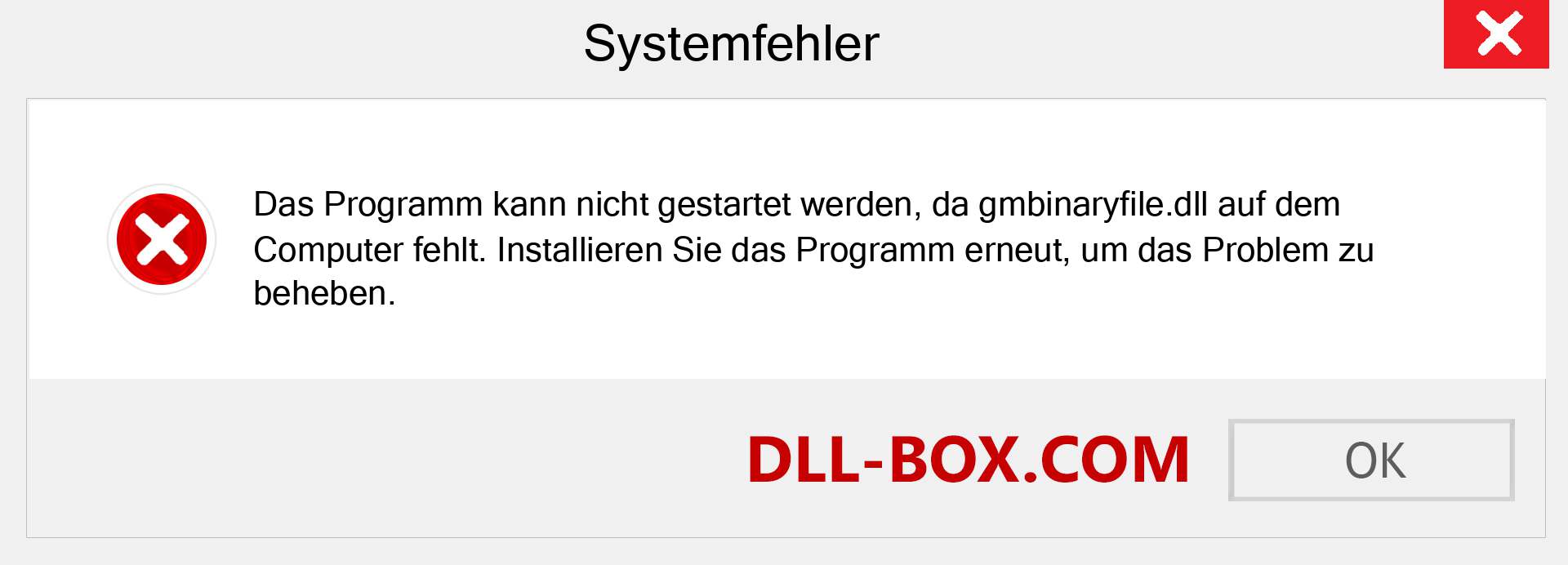 gmbinaryfile.dll-Datei fehlt?. Download für Windows 7, 8, 10 - Fix gmbinaryfile dll Missing Error unter Windows, Fotos, Bildern